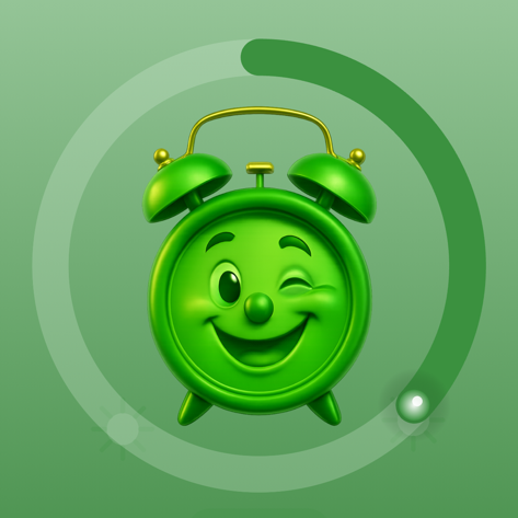 Kleuterwekker op groene achtergrond